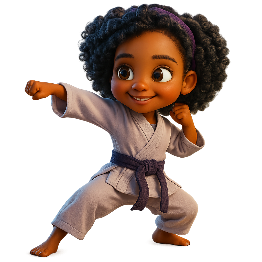 Illustration of a confident child in a karate stance